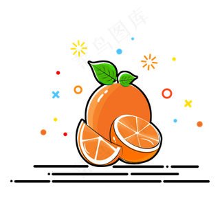 手绘卡通水果橙子