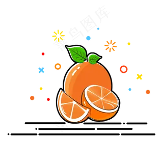 手绘卡通水果橙子