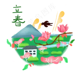 春天二十四节气田野香格里拉PNG装,免抠元素