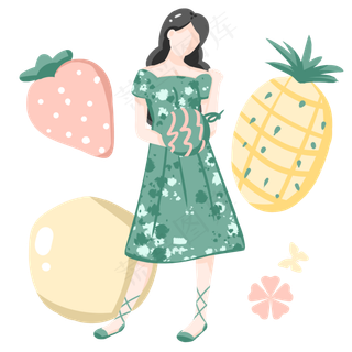 夏季水果可爱女孩 夏季水果可爱女孩