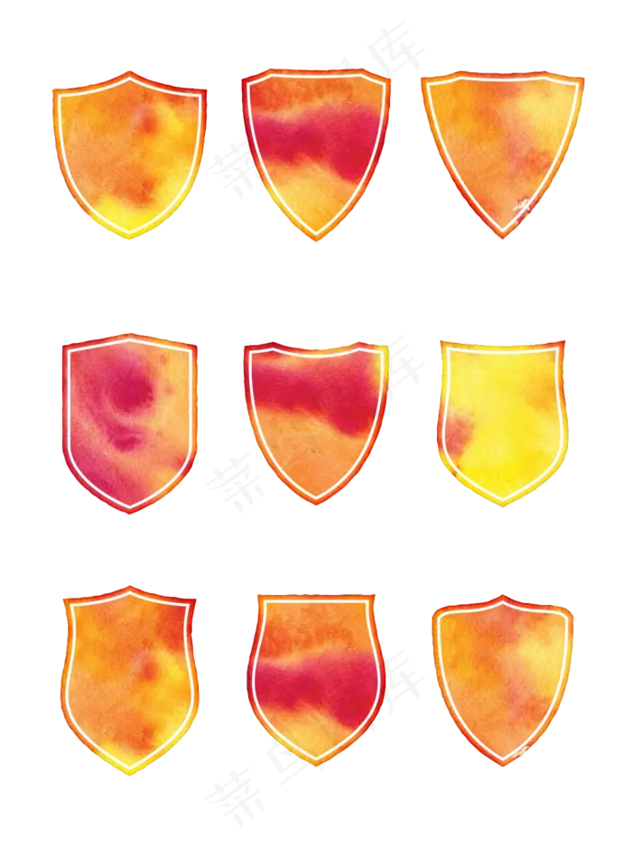 手绘水粉水彩风格徽章元素可商用(1125X2436(DPI:72))psd模版下载