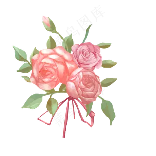 水彩红色玫瑰花