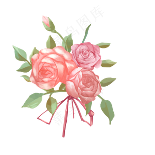 水彩红色玫瑰花