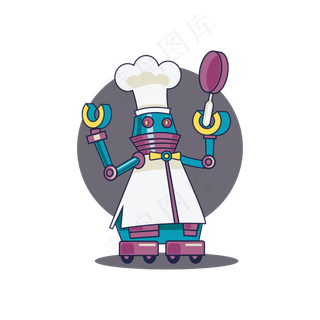 AI智能机器人厨师,免抠元素