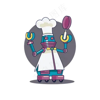 AI智能机器人厨师,免抠元素