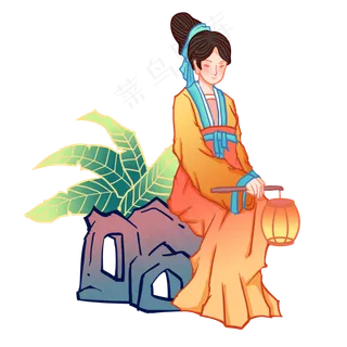 国风提灯笼美女