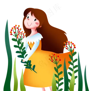 春分漂亮的小女孩,免抠元素