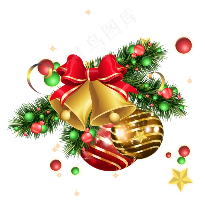 圣诞节铃铛组合挂饰,免抠元素(2000*2000px 300 dpi )ai矢量模版下载