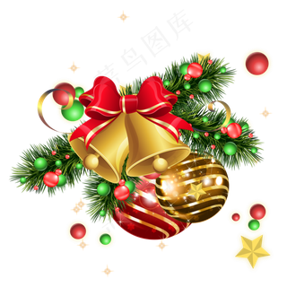 圣诞节铃铛组合挂饰,免抠元素