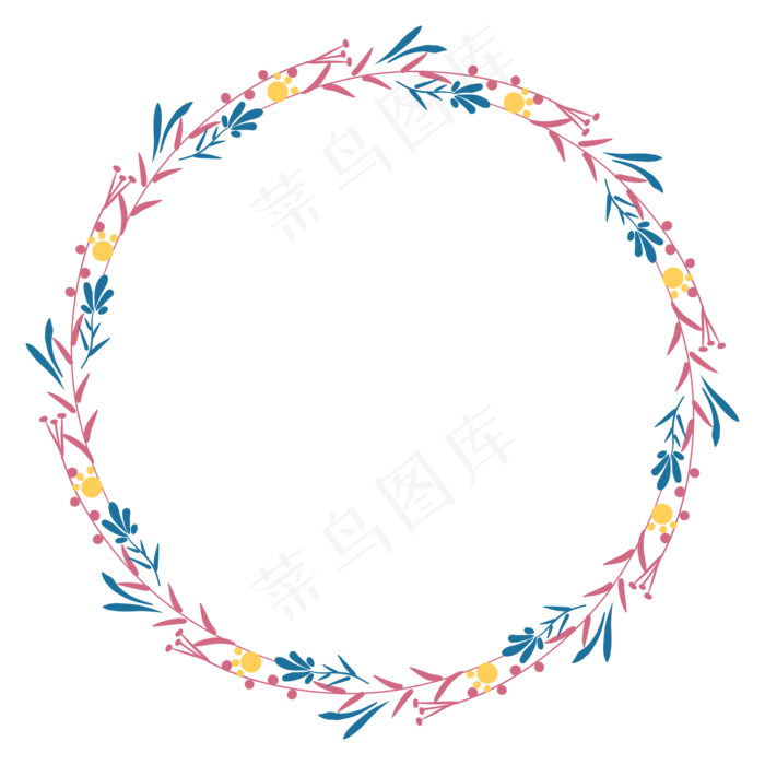 清新淡雅花卉叶子装饰花环