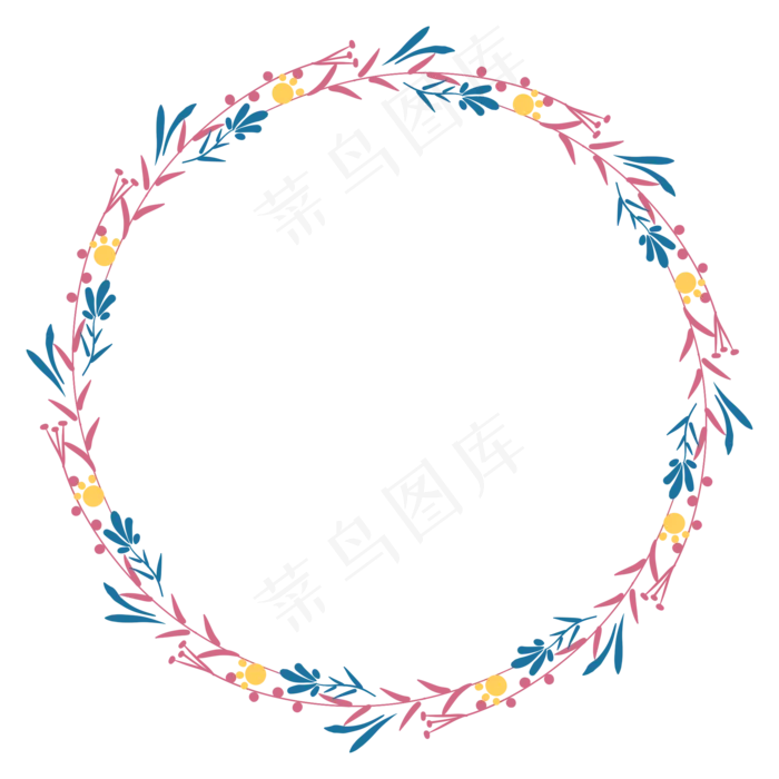 清新淡雅花卉叶子装饰花环(2000X2000(DPI:300))psd模版下载