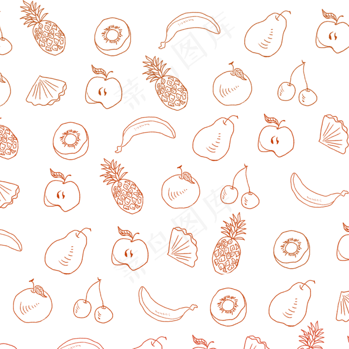 美食底纹水果线稿