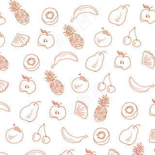 美食底纹水果线稿