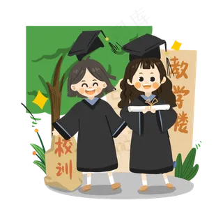 卡通女孩在教学楼前拍毕业照PN