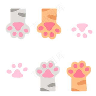 猫猫爪子矢量图案,免抠元素