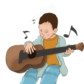 儿童节主题弹吉他的小孩 儿童节主题弹吉他的小孩