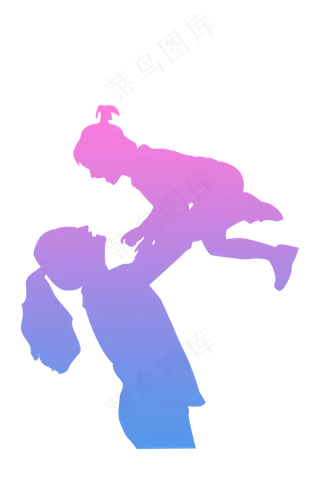 母亲节和孩子剪影