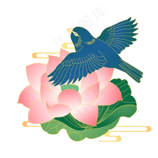 国潮花鸟中国风,免抠元素