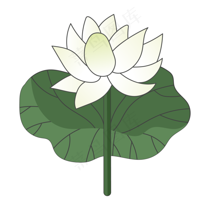 一只白色莲花(2000*2000px 300 dpi )ai矢量模版下载