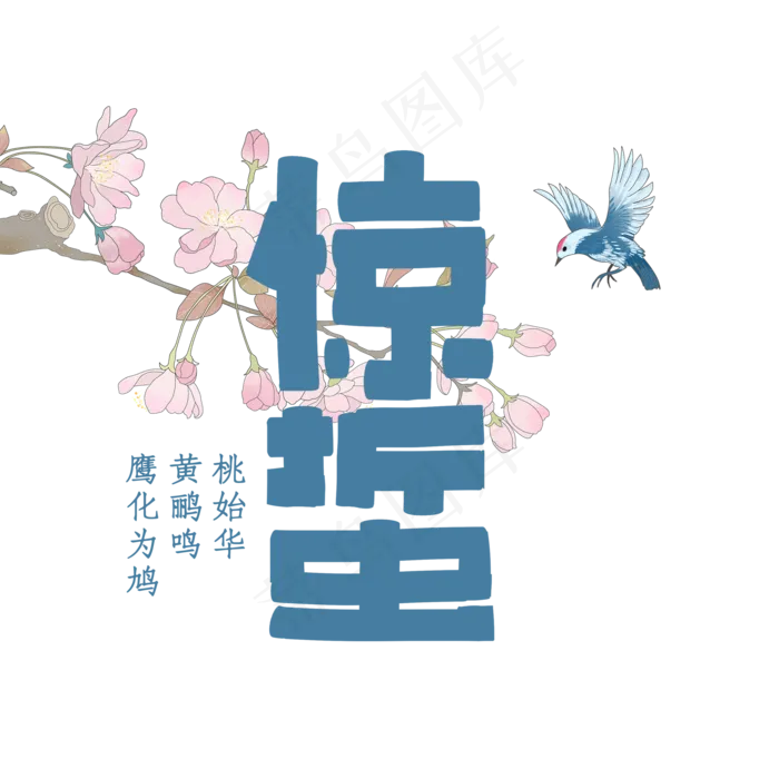 粉色唯美装饰惊蛰艺术字(2480X3508(DPI:300))psd模版下载