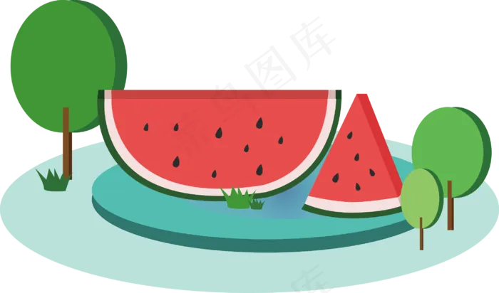 夏季水果手绘西瓜