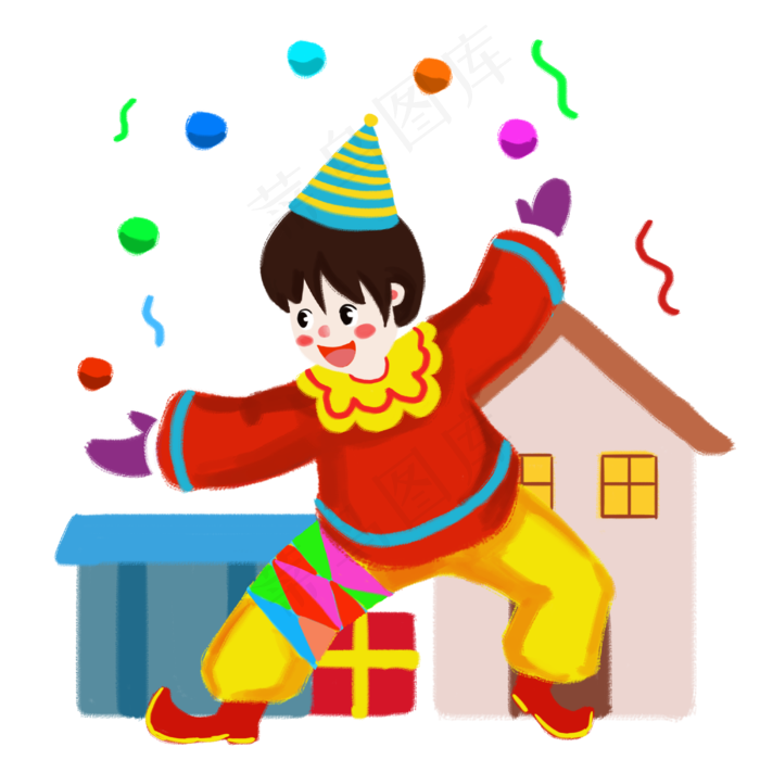 小丑表演手绘人物PNG素材