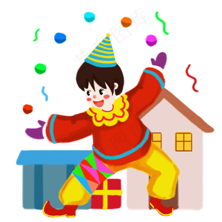 小丑表演手绘人物PNG素材