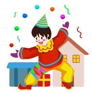 小丑表演手绘人物PNG素材