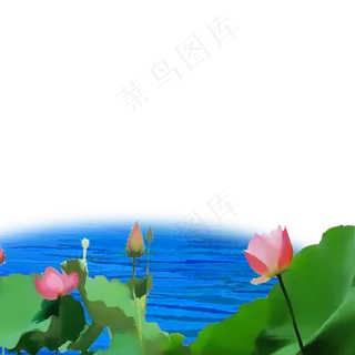 手绘水彩荷花荷叶