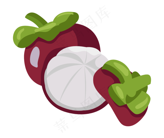 切开的山竹手绘插画