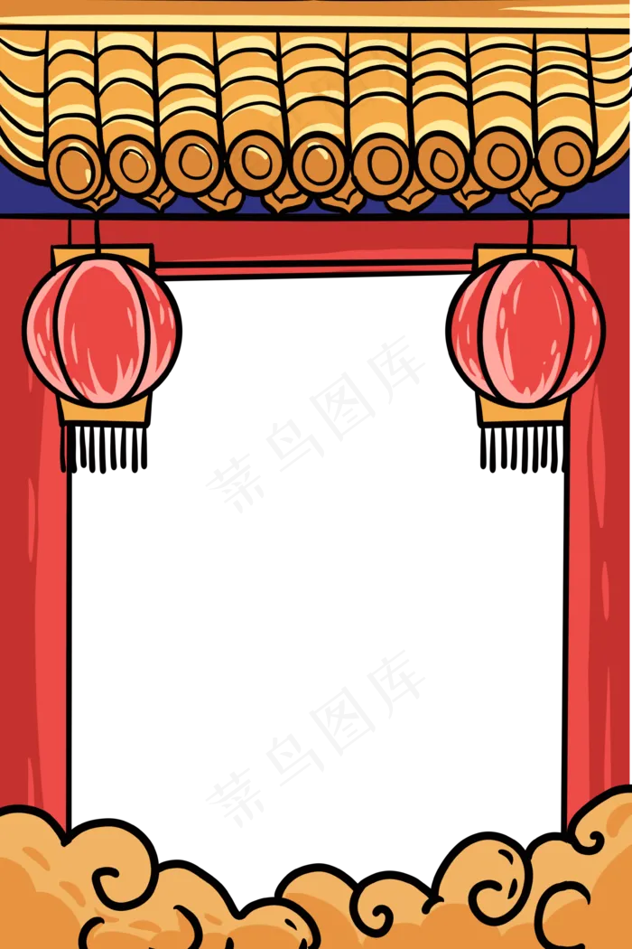 新年国潮边框,免抠元素(3543X5315(DPI:300))psd模版下载