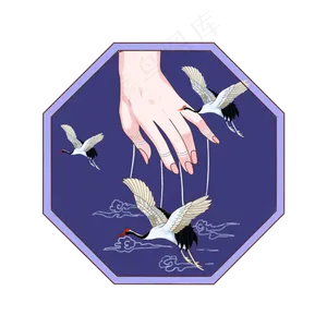 幻想手仙鹤中国风古典提线PNG,免抠元素