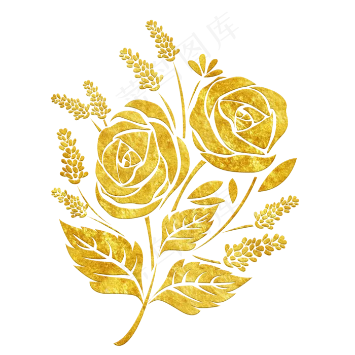 中国风传统烫金鲜花花纹装饰图之(2500X2500(DPI:300))psd模版下载
