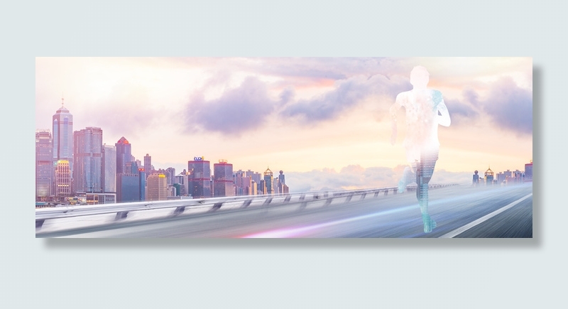 五四青年节城市跑步banner背景