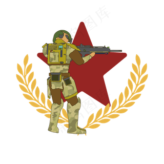 简约扁平卡通建军节解放军战士特