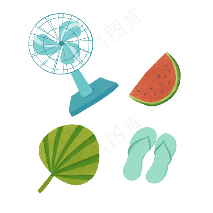 夏季海边元素装饰图,免抠元素(3000X3000(DPI:300))psd模版下载