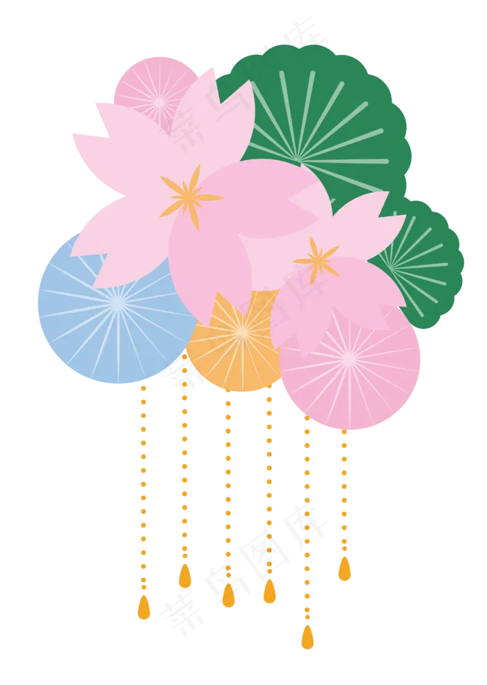 日系粉色樱花柔和糖果色可爱发饰,免抠元素(2517*3543px 300 dpi )ai矢量模版下载