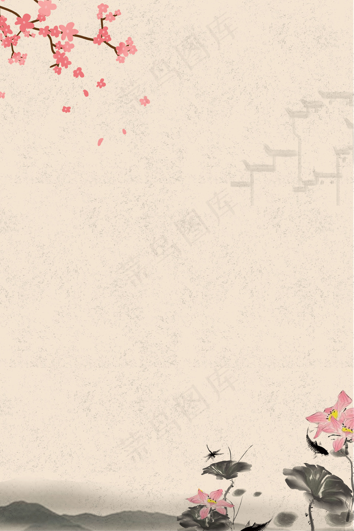 中国风屋顶意境江南文化海报背景素材