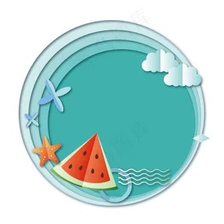 夏季清新剪纸风几何装饰