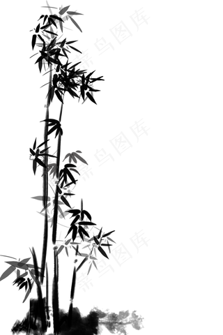 古风黑白水墨竹子,免抠元素