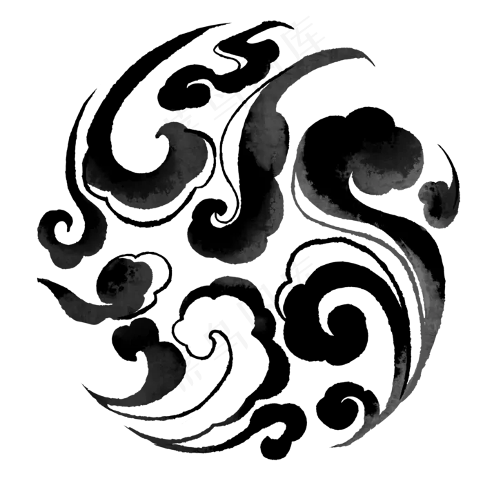 水墨云团图案(2000X2000(DPI:300))psd模版下载