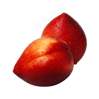 两个新鲜美味的水果油桃,免抠元素