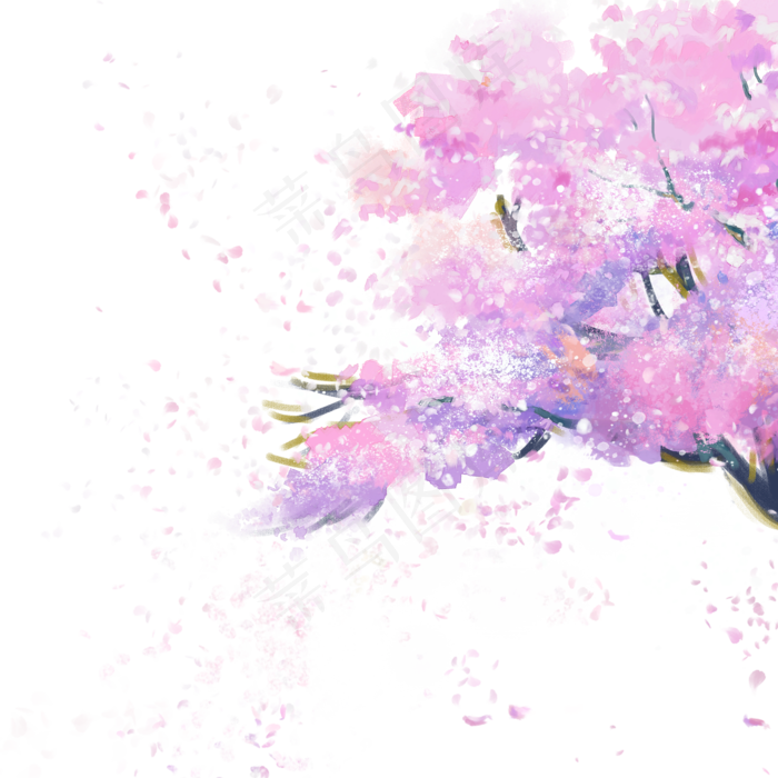 樱花手绘撒花花瓣(2000*2000px 300 dpi )psd模版下载