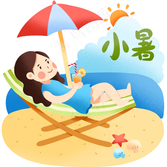 小暑乘凉女孩(2000X2000(DPI:300))psd模版下载