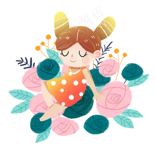 节气夏至花朵小精灵素材