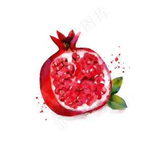 夏天夏日水果水彩红色石榴手绘电
