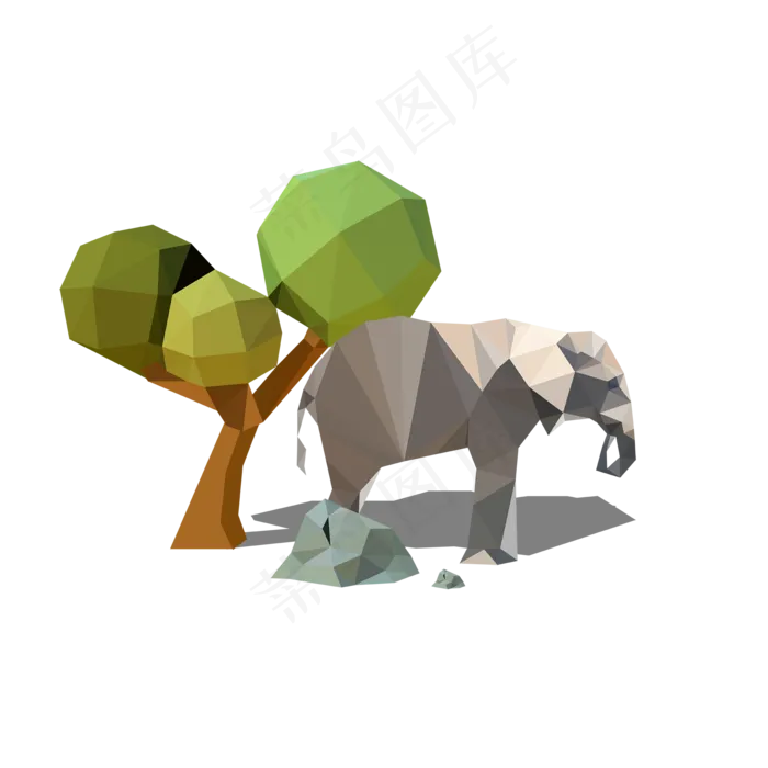 低多边形休息的大象,免抠元素ai矢量模版下载