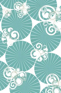 中国日本蓝绿伞印花底纹,免抠元素