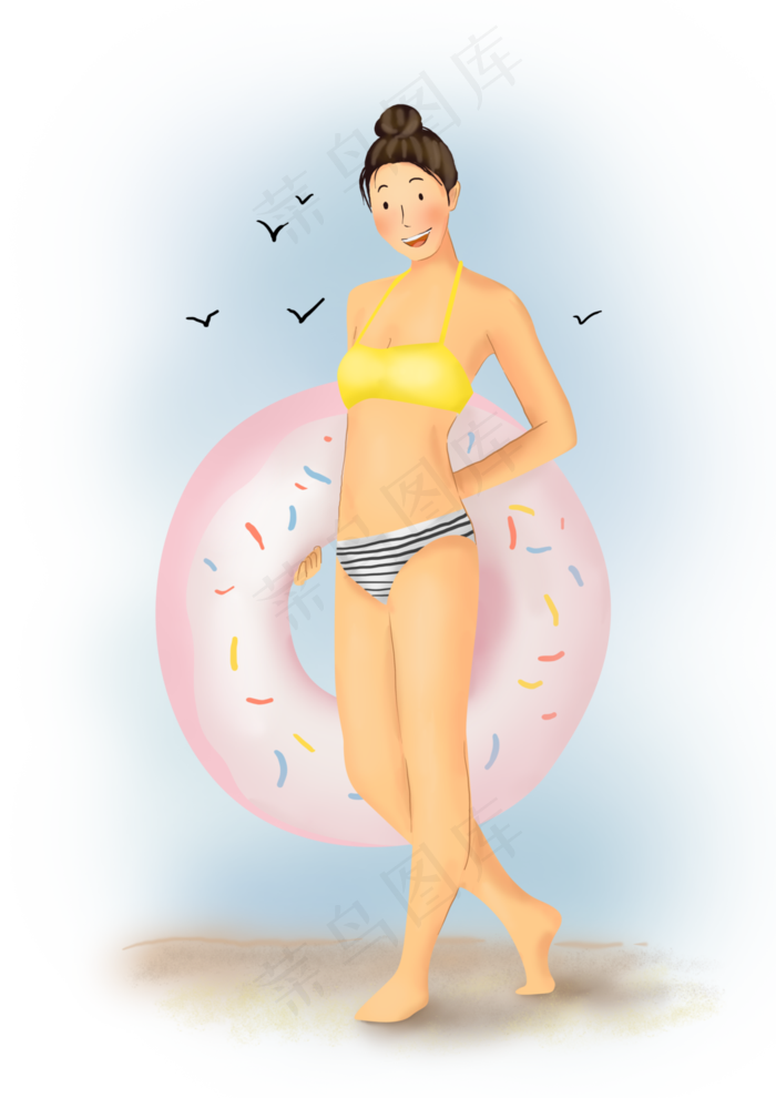 夏季海边人物素材,免抠元素