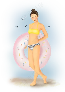 夏季海边人物素材,免抠元素